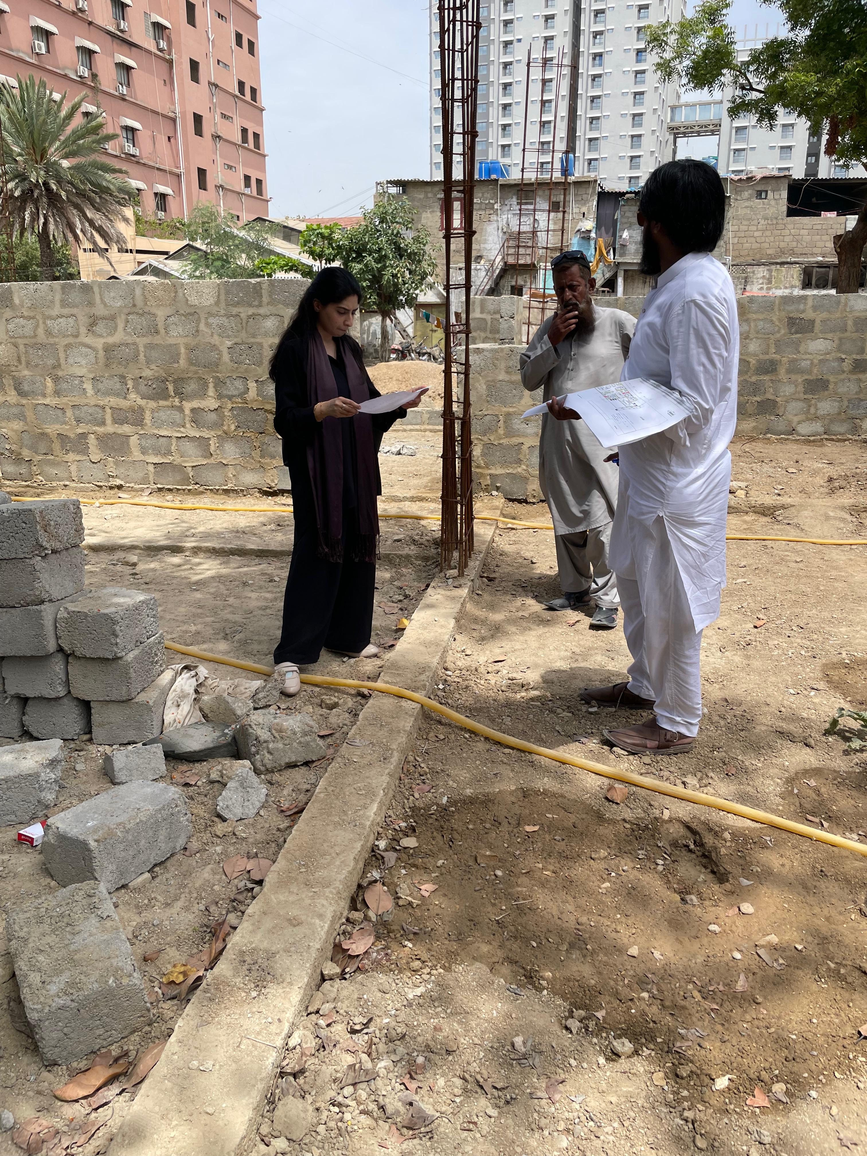 Layout verification at plinth level on the Barrack site