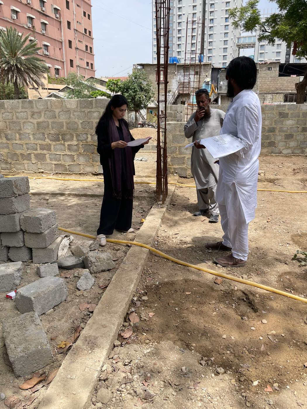 Layout verification at plinth level on the Barrack site